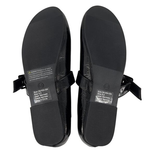 Olivia Miller Mary Jane Ballet Flats Unembellished Style 6.5 Glossy Black Crinkl - Picture 10 of 15